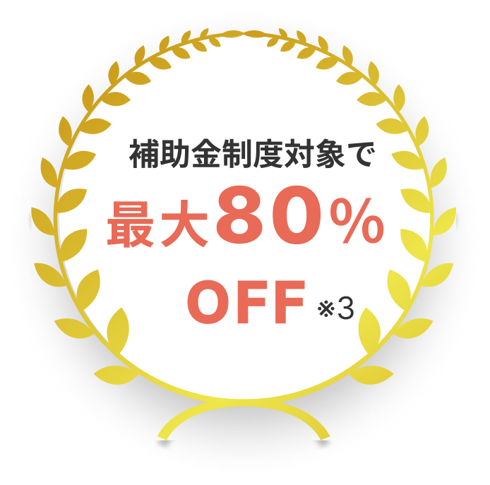 補助金制度対象で70%OFF